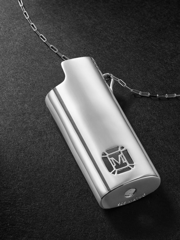 Lighter Holder Logo-Cutout Rhodium-Plated Pendant Necklace - CU