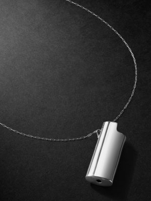 Lighter Holder Logo-Cutout Rhodium-Plated Pendant Necklace Lighter Holder Logo-Cutout Rhodium-Plated Pendant Necklace