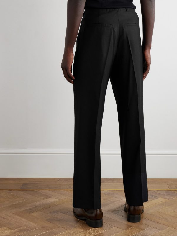 Borrowed Straight-Leg Pleated Wool Trousers - BK Borrowed Straight-Leg Pleated Wool Trousers - BK