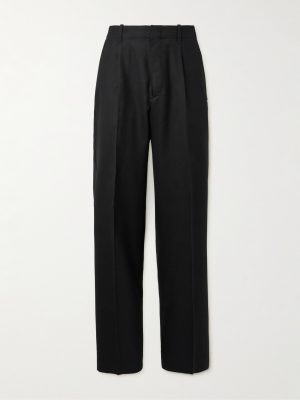 Borrowed Straight-Leg Pleated Wool Trousers
