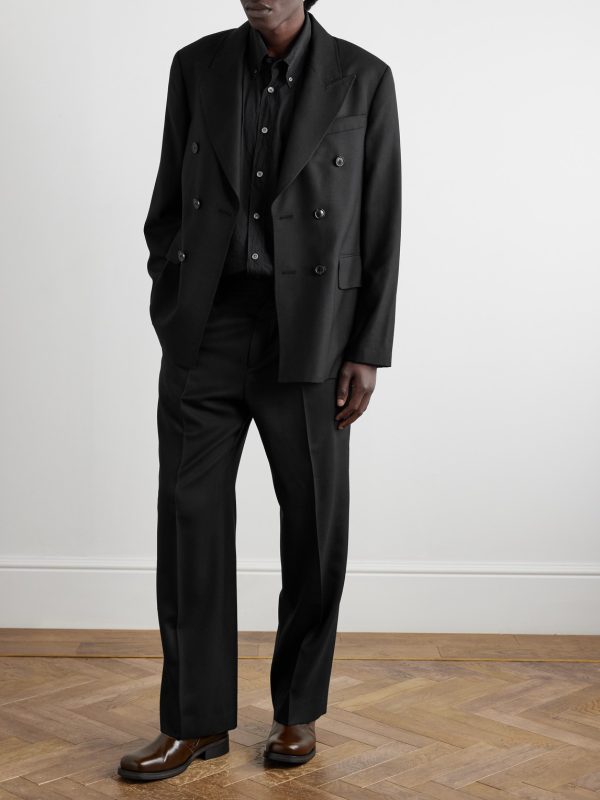 Borrowed Straight-Leg Pleated Wool Trousers - OU Borrowed Straight-Leg Pleated Wool Trousers - OU