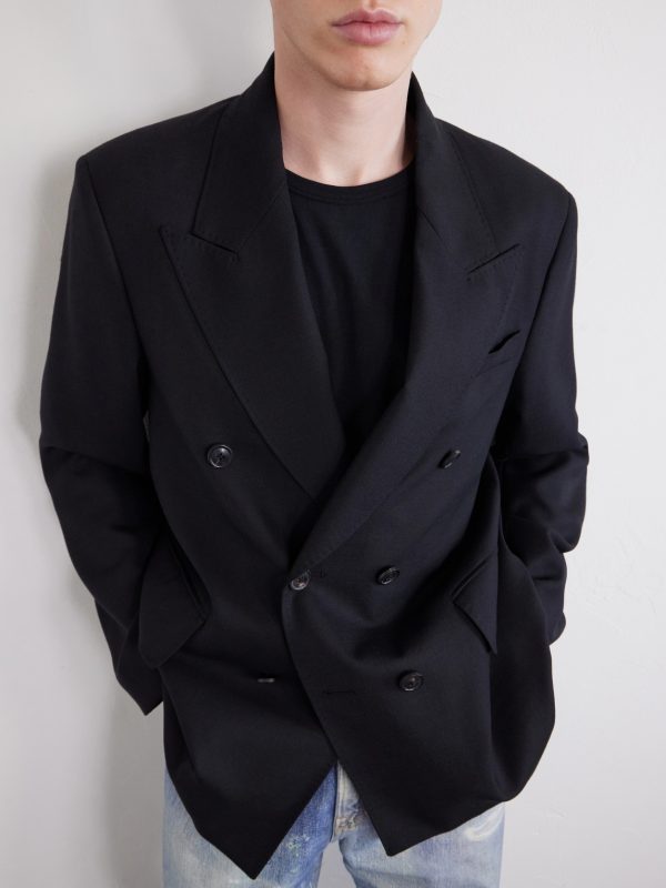 Double-Breasted Unstructured Wool Blazer - CU Double-Breasted Unstructured Wool Blazer - CU