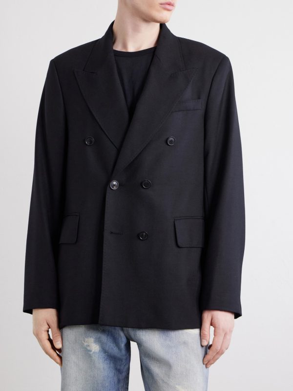 Double-Breasted Unstructured Wool Blazer - FR Double-Breasted Unstructured Wool Blazer - FR