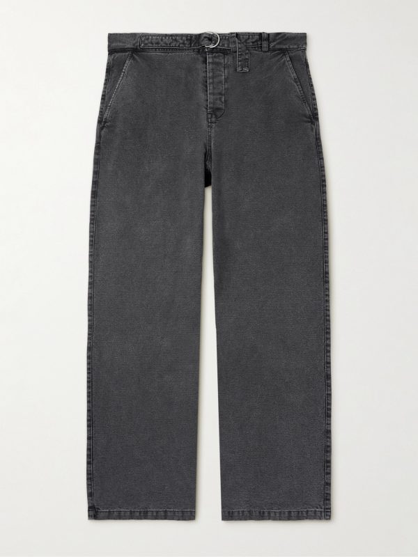 Stern Straight-Leg Belted Cotton and Linen-Blend Canvas Trousers