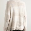 Popover Distressed Striped Cotton and Linen-Blend Sweater - BK