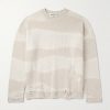 Popover Distressed Striped Cotton and Linen-Blend Sweater