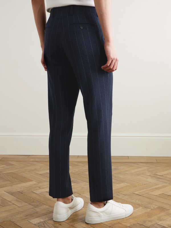 Philip Tapered Pinstriped Wool-Blend Seersucker Suit Trousers - BK Philip Tapered Pinstriped Wool-Blend Seersucker Suit Trousers - BK