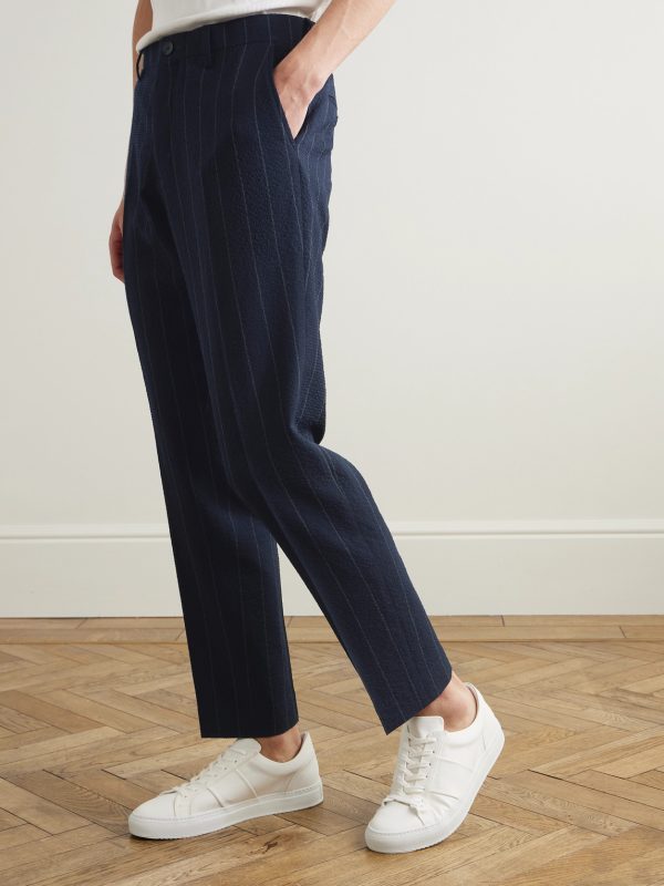 Philip Tapered Pinstriped Wool-Blend Seersucker Suit Trousers - FR Philip Tapered Pinstriped Wool-Blend Seersucker Suit Trousers - FR