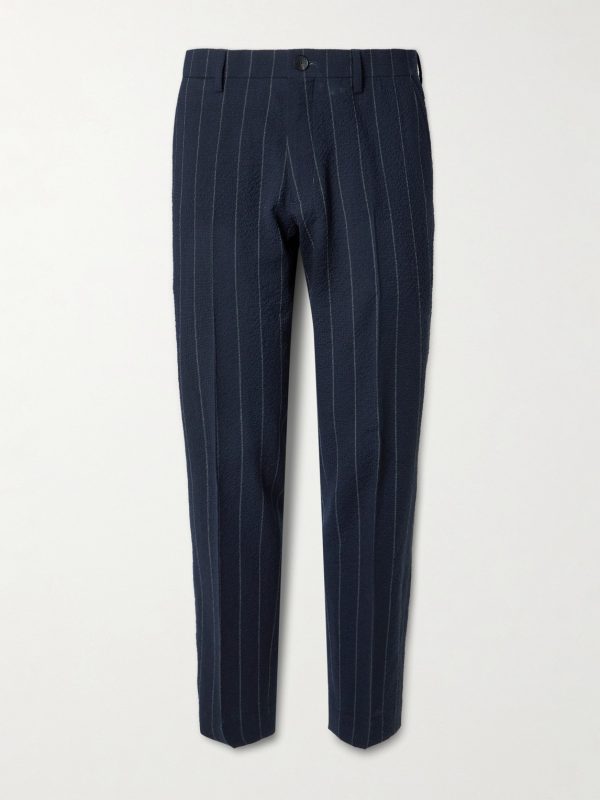 Philip Tapered Pinstriped Wool-Blend Seersucker Suit Trousers Philip Tapered Pinstriped Wool-Blend Seersucker Suit Trousers