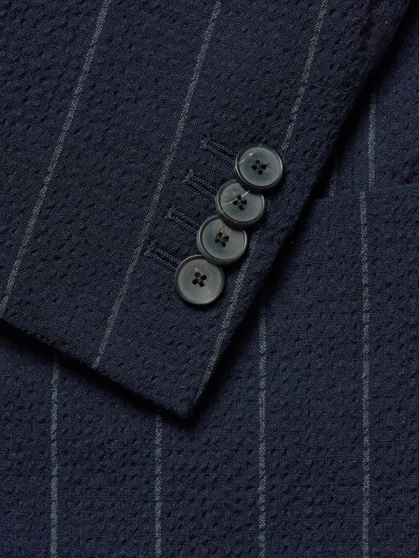 Slim-Fit Pinstriped Wool-Blend Seersucker Suit Jacket - CU Slim-Fit Pinstriped Wool-Blend Seersucker Suit Jacket - CU