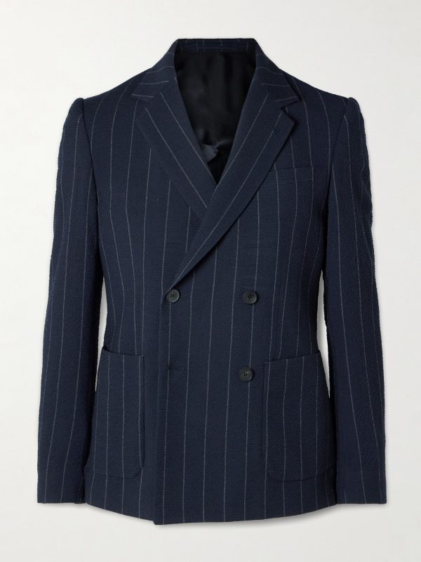 Slim-Fit Pinstriped Wool-Blend Seersucker Suit Jacket Slim-Fit Pinstriped Wool-Blend Seersucker Suit Jacket