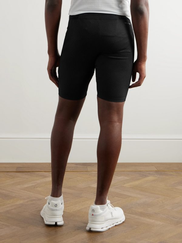 AeroSwift Logo-Print Ribbed Dri-FIT ADV Half-Length Tights - BK
