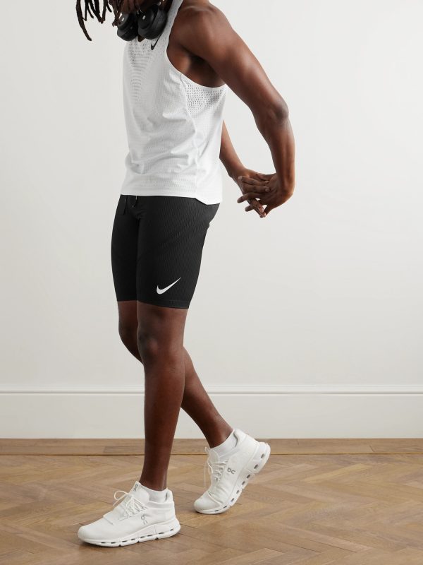 AeroSwift Logo-Print Ribbed Dri-FIT ADV Half-Length Tights - OU