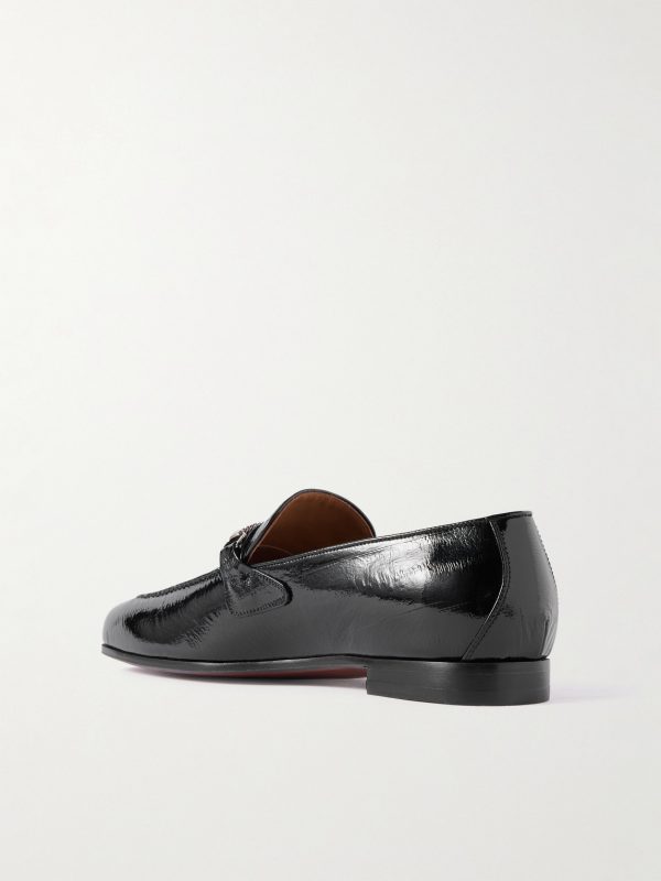 Gigi Chain-Embellished Patent-Leather Loafers - BK Gigi Chain-Embellished Patent-Leather Loafers - BK