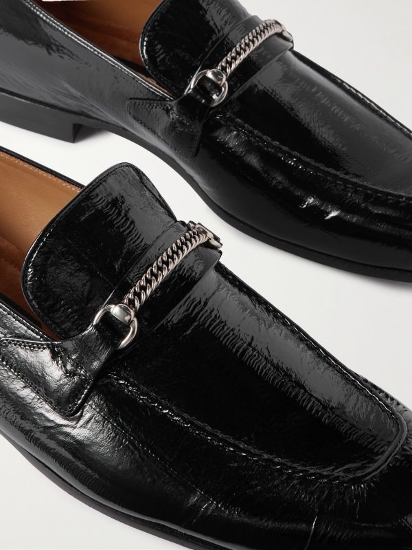 Gigi Chain-Embellished Patent-Leather Loafers - CU Gigi Chain-Embellished Patent-Leather Loafers - CU