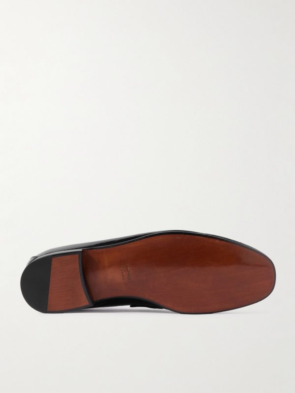 Gigi Chain-Embellished Patent-Leather Loafers - E1 Gigi Chain-Embellished Patent-Leather Loafers - E1