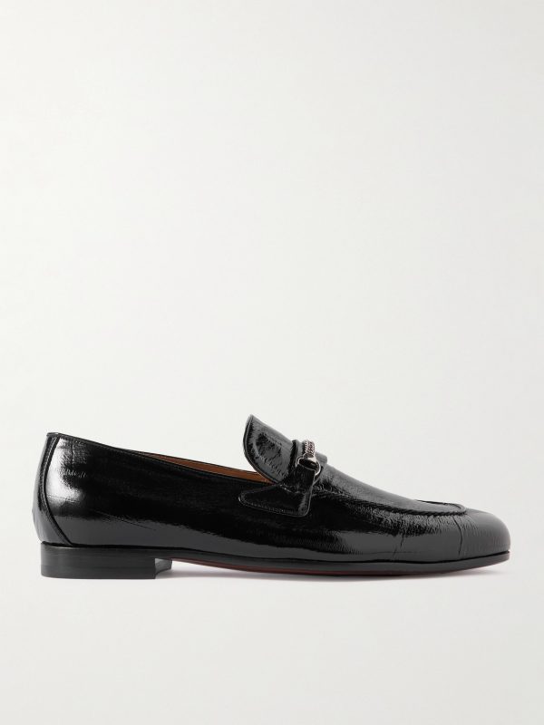 Gigi Chain-Embellished Patent-Leather Loafers Gigi Chain-Embellished Patent-Leather Loafers