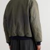 Vintage Distressed Ribbed Wool-Trimmed Denim Bomber Jacket - BK Vintage Distressed Ribbed Wool-Trimmed Denim Bomber Jacket - BK