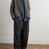 Vintage Distressed Ribbed Wool-Trimmed Denim Bomber Jacket - OU Vintage Distressed Ribbed Wool-Trimmed Denim Bomber Jacket - OU