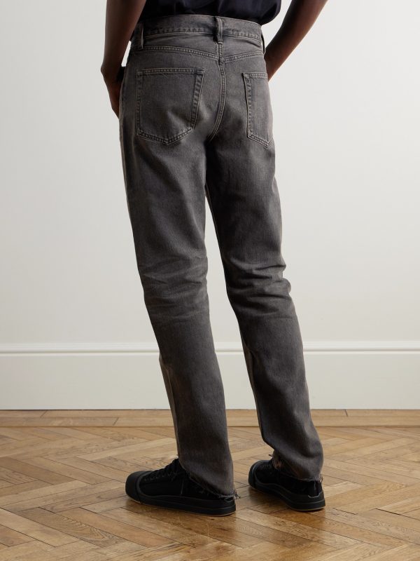 Straight-Leg Logo-Appliquéd Distressed Jeans - BK