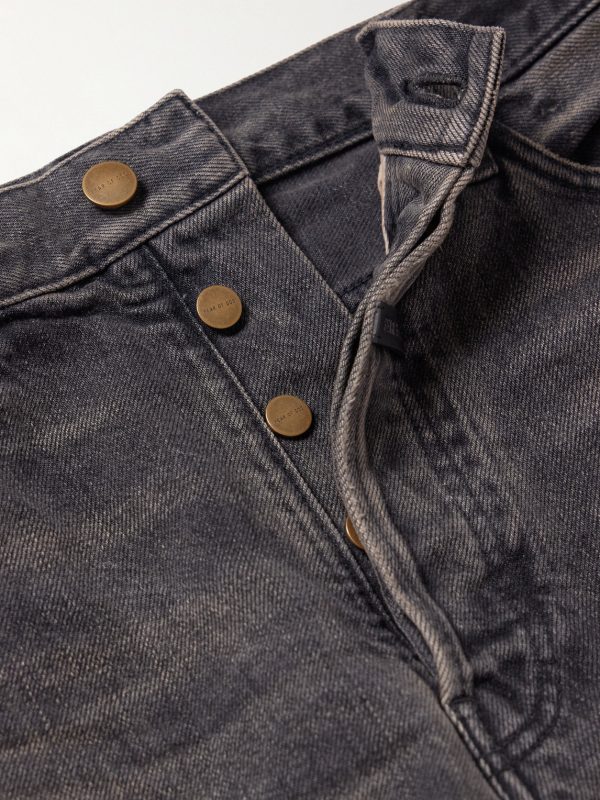 Straight-Leg Logo-Appliquéd Distressed Jeans - E1