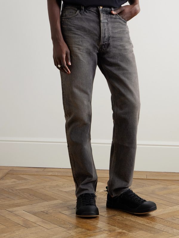 Straight-Leg Logo-Appliquéd Distressed Jeans - FR