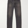 Straight-Leg Logo-Appliquéd Distressed Jeans