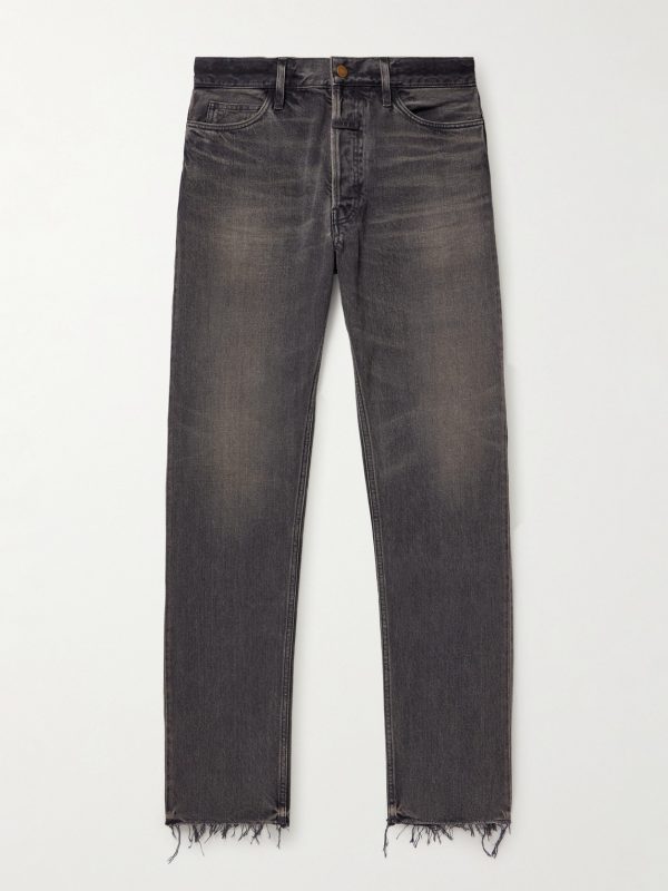 Straight-Leg Logo-Appliquéd Distressed Jeans