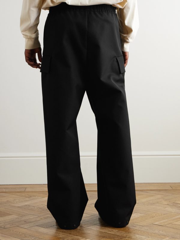 Wide-Leg Wool and Cotton-Blend Twill Drawstring Cargo Trousers - BK Wide-Leg Wool and Cotton-Blend Twill Drawstring Cargo Trousers - BK