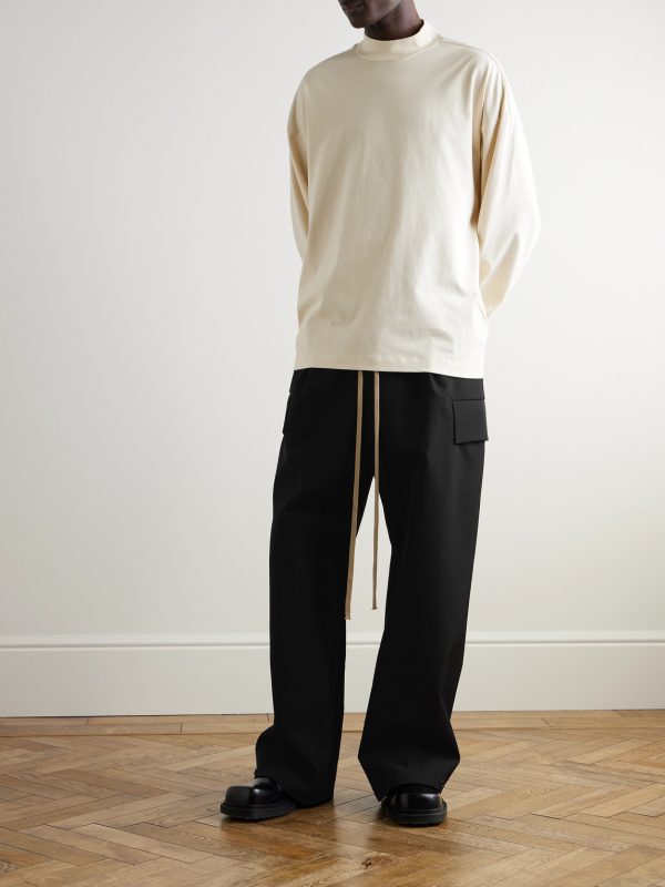 Wide-Leg Wool and Cotton-Blend Twill Drawstring Cargo Trousers - OU Wide-Leg Wool and Cotton-Blend Twill Drawstring Cargo Trousers - OU