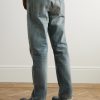Straight-Leg Logo-Appliquéd Distressed Jeans - BK Straight-Leg Logo-Appliquéd Distressed Jeans - BK