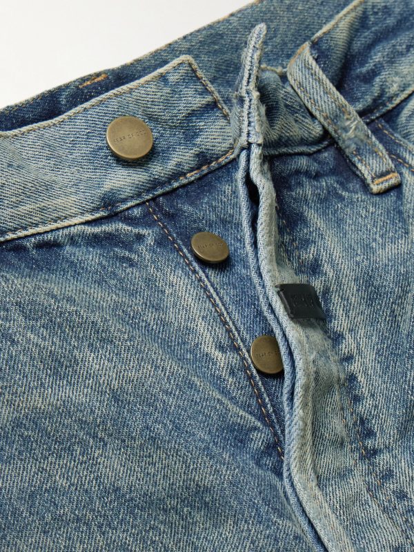 Straight-Leg Logo-Appliquéd Distressed Jeans - E1 Straight-Leg Logo-Appliquéd Distressed Jeans - E1