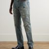 Straight-Leg Logo-Appliquéd Distressed Jeans - FR Straight-Leg Logo-Appliquéd Distressed Jeans - FR