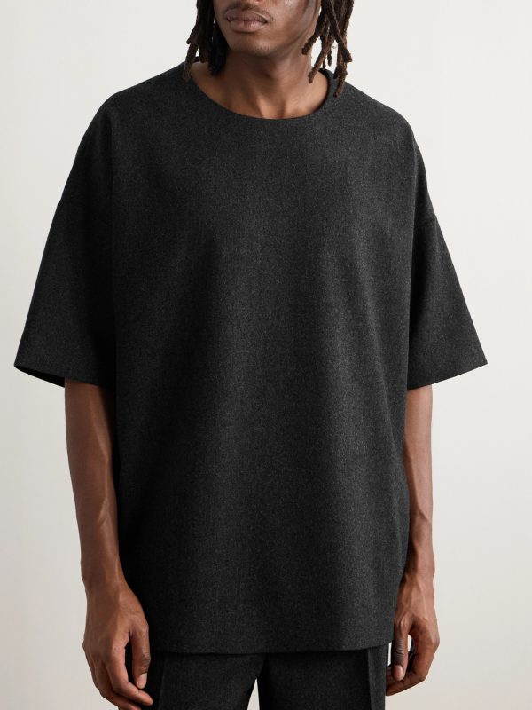 Logo-Appliquéd Wool-Blend Flannel T-Shirt - FR Logo-Appliquéd Wool-Blend Flannel T-Shirt - FR