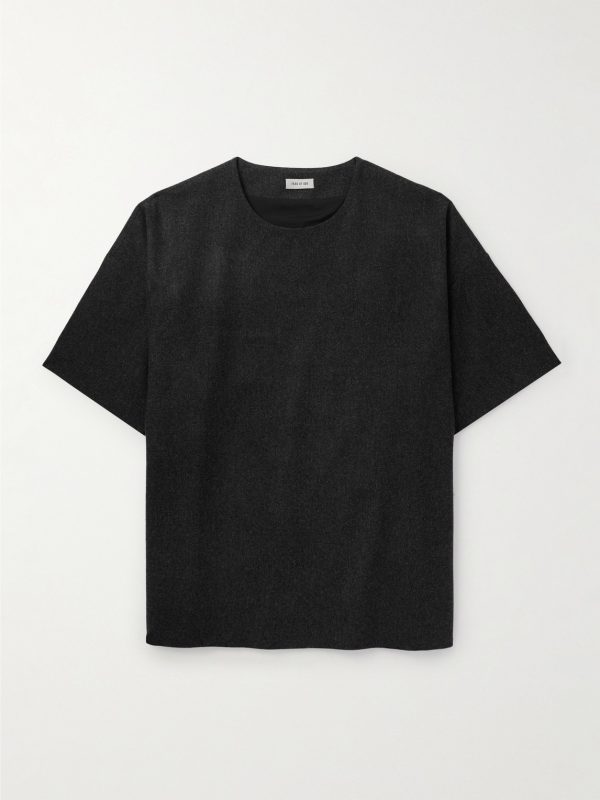 Logo-Appliquéd Wool-Blend Flannel T-Shirt Logo-Appliquéd Wool-Blend Flannel T-Shirt