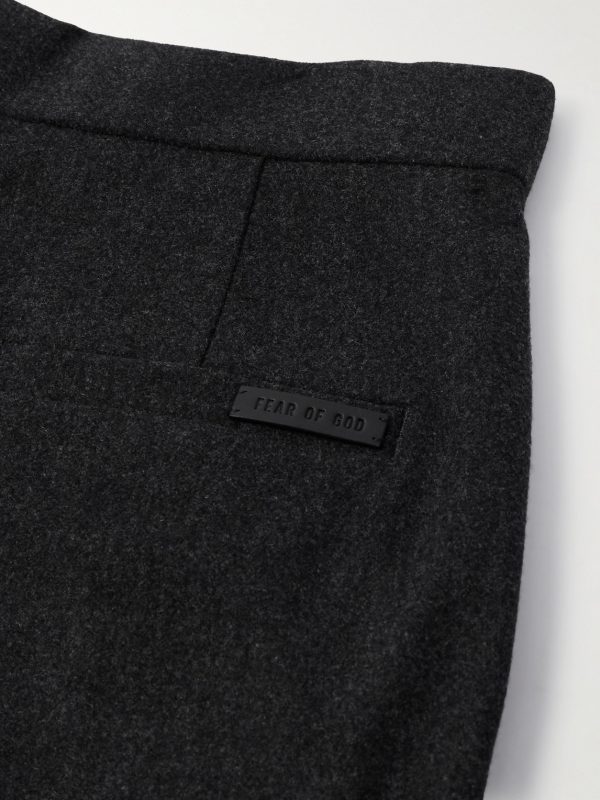 Wide-Leg Pleated Virgin Wool-Blend Flannel Trousers - CU