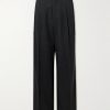 Wide-Leg Pleated Virgin Wool-Blend Flannel Trousers