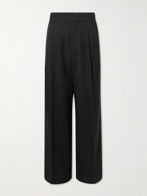 Wide-Leg Pleated Virgin Wool-Blend Flannel Trousers Wide-Leg Pleated Virgin Wool-Blend Flannel Trousers