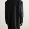 Oversized Double-Breasted Logo-Appliquéd Wool-Blend Flannel Coat - BK Oversized Double-Breasted Logo-Appliquéd Wool-Blend Flannel Coat - BK