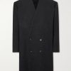 Oversized Double-Breasted Logo-Appliquéd Wool-Blend Flannel Coat Oversized Double-Breasted Logo-Appliquéd Wool-Blend Flannel Coat