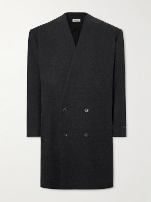 Oversized Double-Breasted Logo-Appliquéd Wool-Blend Flannel Coat Oversized Double-Breasted Logo-Appliquéd Wool-Blend Flannel Coat