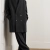 Oversized Double-Breasted Logo-Appliquéd Wool-Blend Flannel Coat - OU Oversized Double-Breasted Logo-Appliquéd Wool-Blend Flannel Coat - OU
