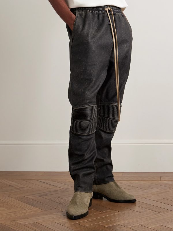 Moto Straight-Leg Leather Drawstring Trousers - FR Moto Straight-Leg Leather Drawstring Trousers - FR