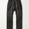 Moto Straight-Leg Leather Drawstring Trousers Moto Straight-Leg Leather Drawstring Trousers