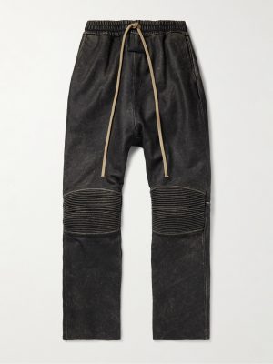 Moto Straight-Leg Leather Drawstring Trousers Moto Straight-Leg Leather Drawstring Trousers
