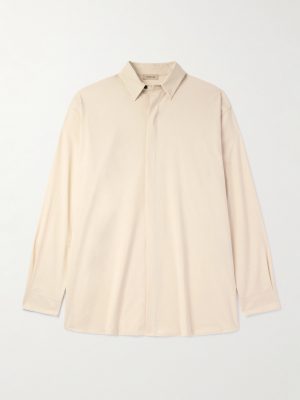 Oversized Stretch-Cotton and Wool-Blend Oxford Shirt Oversized Stretch-Cotton and Wool-Blend Oxford Shirt