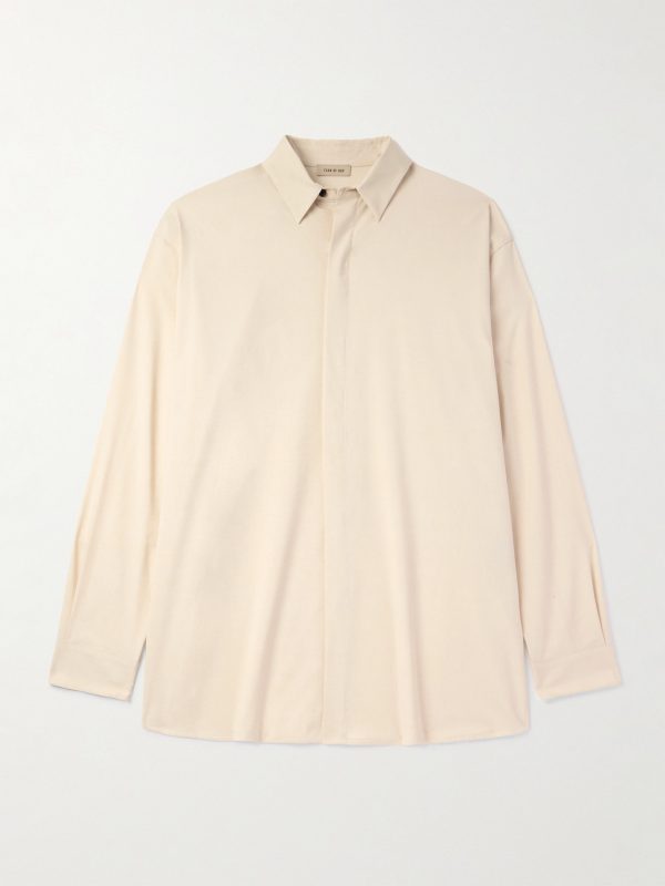 Oversized Stretch-Cotton and Wool-Blend Oxford Shirt Oversized Stretch-Cotton and Wool-Blend Oxford Shirt