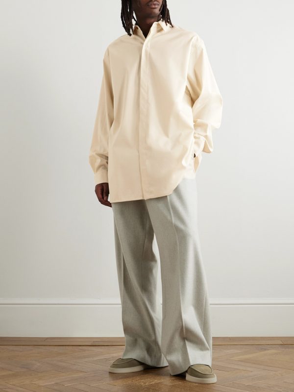 Oversized Stretch-Cotton and Wool-Blend Oxford Shirt - OU Oversized Stretch-Cotton and Wool-Blend Oxford Shirt - OU