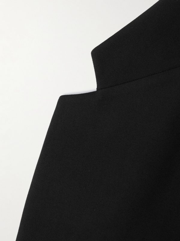 Double-Breasted Cropped Wool-Gabardine Blazer - E1