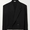 Double-Breasted Cropped Wool-Gabardine Blazer
